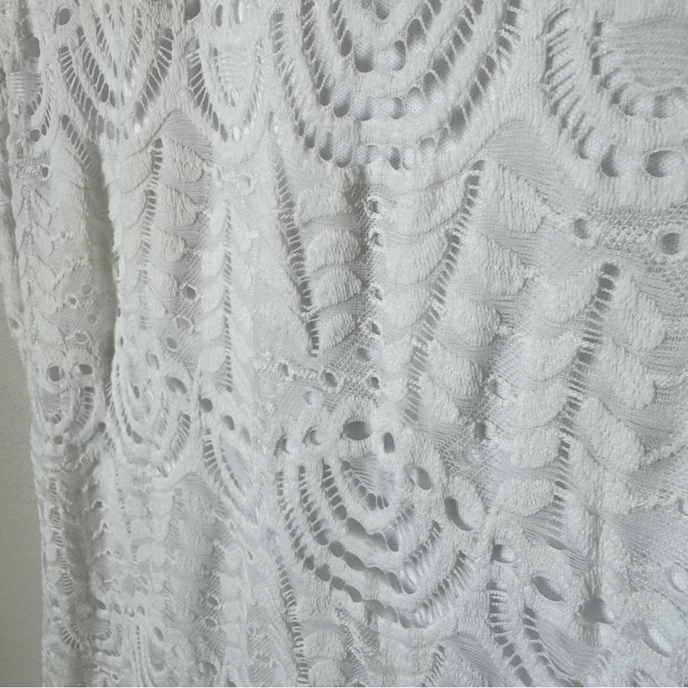 White Lace Sharagano Dress Size 8 Petite Bridal Shower Bachelorette Lacemade - Picture 2 of 10